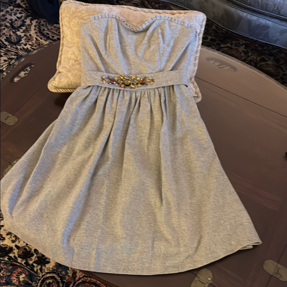 Gray Strapless Midi Sundress